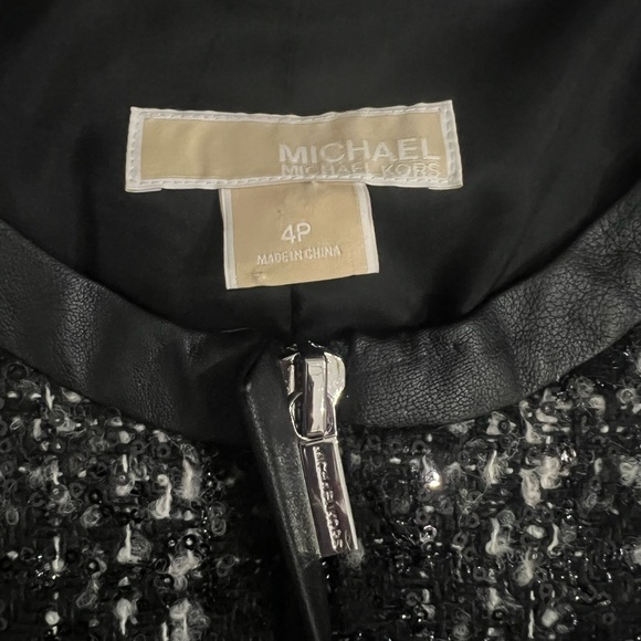 Michael Kors Metallic Tweed and Faux Leather Jacket/Coat - Picture 3 of 9